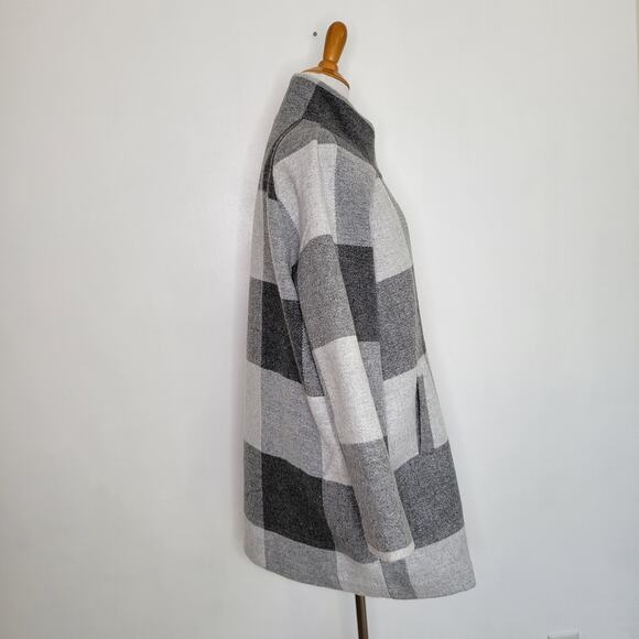 Marine Layer Stephanie Cocoon Coat Gray Buffalo Check Recycled Women XL - Picture 3 of 15